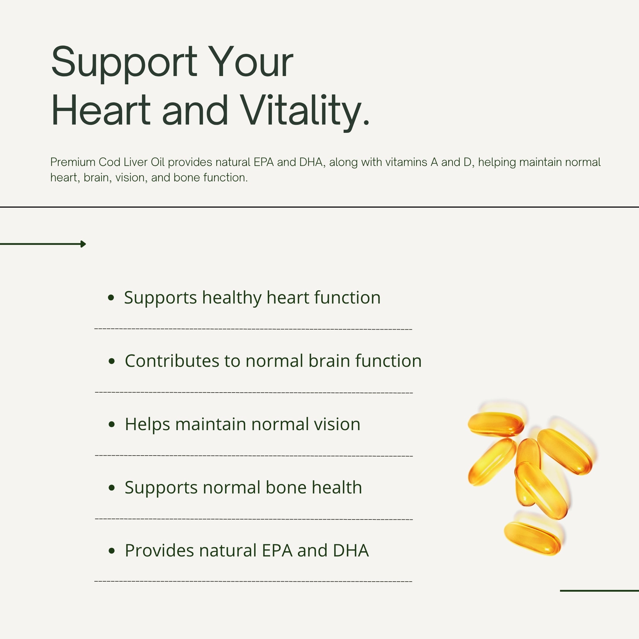 Cod Liver Oil 1000mg - Essential Omegas with Vitamins A & D