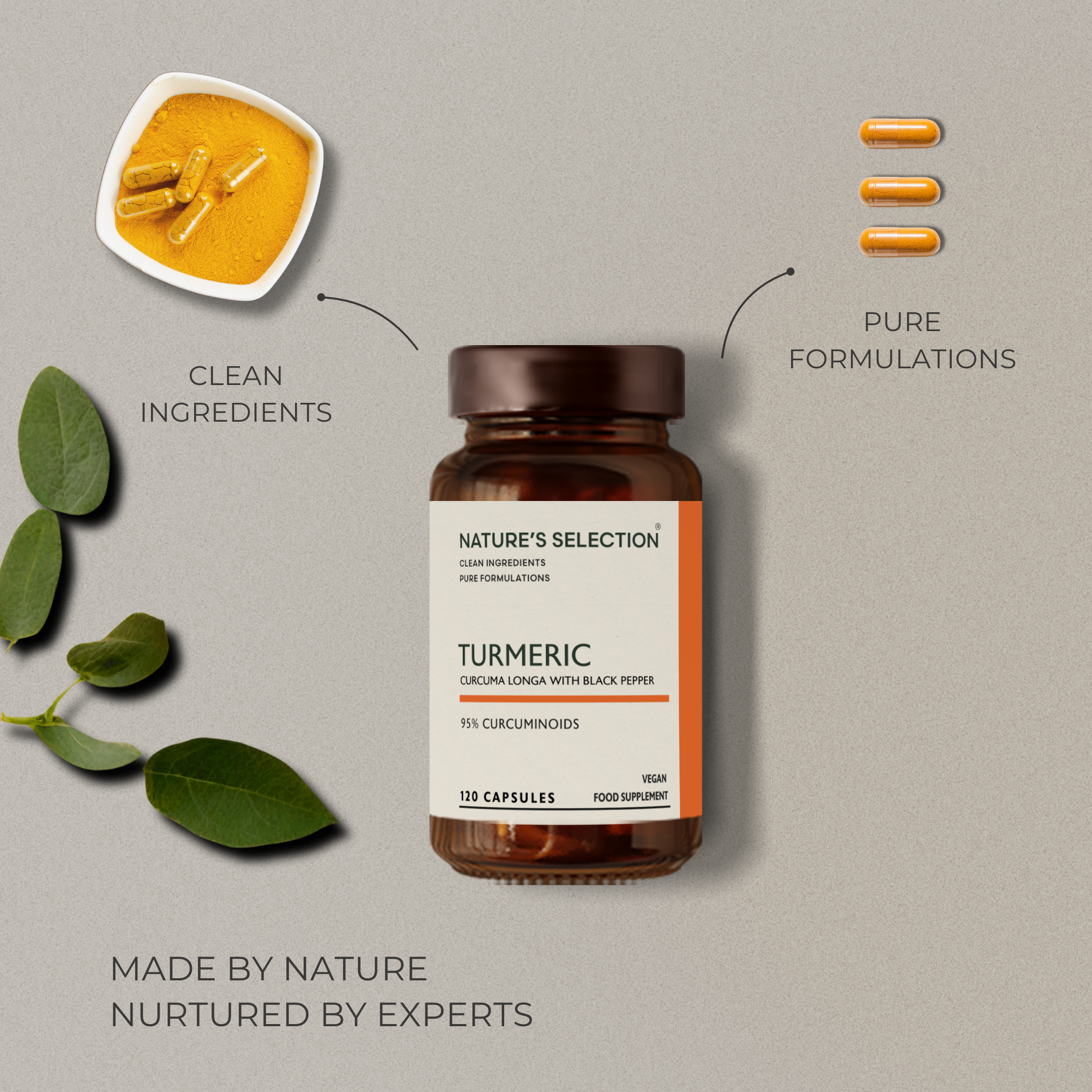 Turmeric Capsules With Black Pepper 95% Curcuminoids