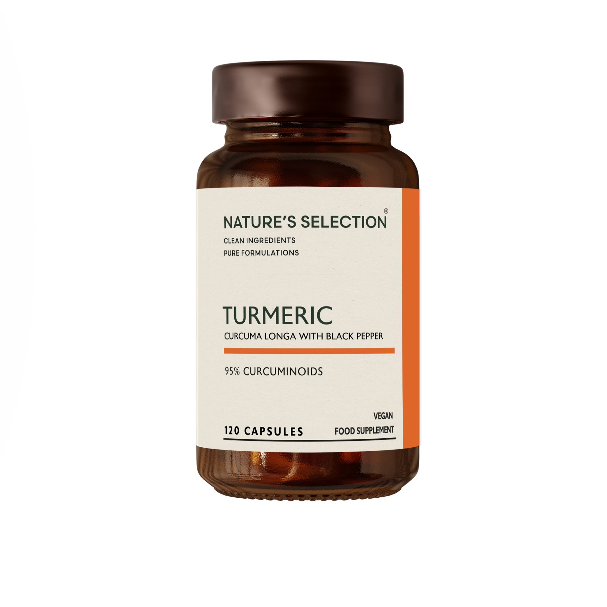 Clean Turmeric Capsules With Black Pepper High Strength 95% Curcuminoids - Nature's Selection
